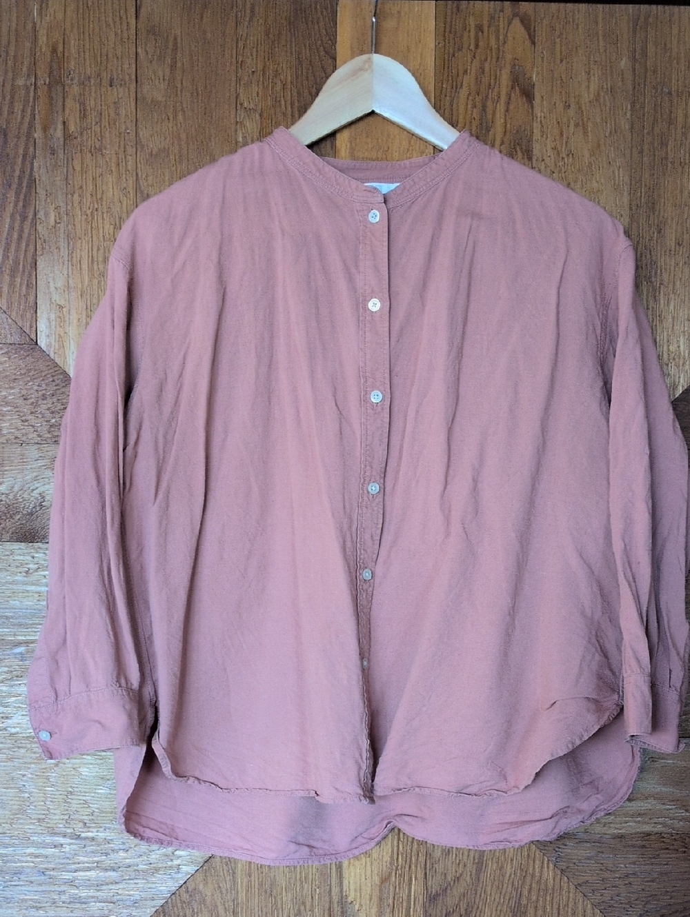 Uniqlo Button-Front Top in Warm Rose